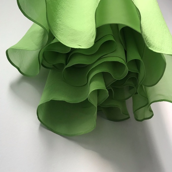 🚫SOLD🚫 Adrianna Papell Lime Green Silk Halter Dress Sz 8 - Picture 5 of 8